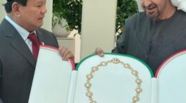 Presiden RI terpilih periode 2024-2029, Prabowo Subianto beserta Gibran Rakabuming Raka melakukan kunjungan ke Uni Emirat Arab (UEA). (Dok. Tim Media Prabowo)

