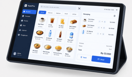 Antarmuka KasirPro di Tablet POS